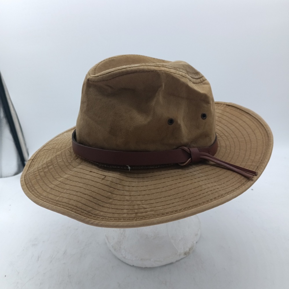 Stetson Mens Tan Cotton Canvas Outdoor Safari Sun Hat Made in USA Small